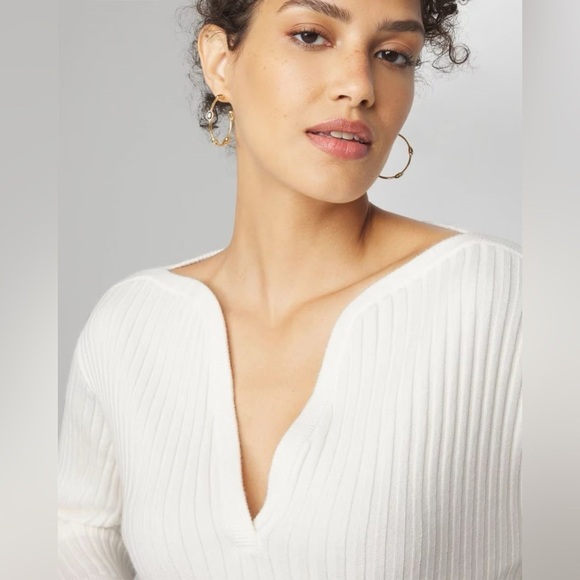 WHBM Ribbed Sweetheart Neck Pullover Sweater White size Large - Picture 2 of 9